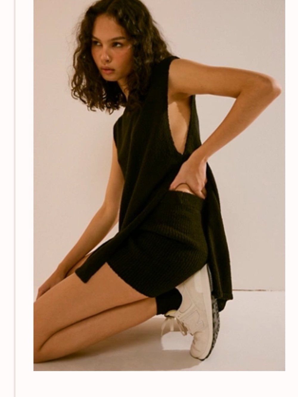 NEW Free People Miranda Sweater set Black Sleeveless Knit set of tunic/shorts